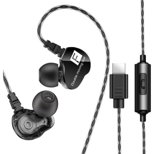 Fonge Wired Earphone Bass Heavy Dual Driver Stereo HIFI Earphones Sport Music Earbud with Mic for Smartphone Accessoris