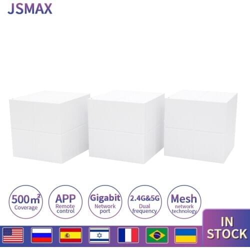 JSMAX Nova JSMW6 Whole Home Mesh WiFi Gigabit System with AC1200 2.4G/5.0GHz WiFi Wireless Router and Repeater,APP Control