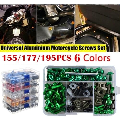 155/195/177x Aluminium Motorcycle Screws Set Black Fairing Bumpers Panel Bolts Kit Fastener Clips Screw round head screw screws