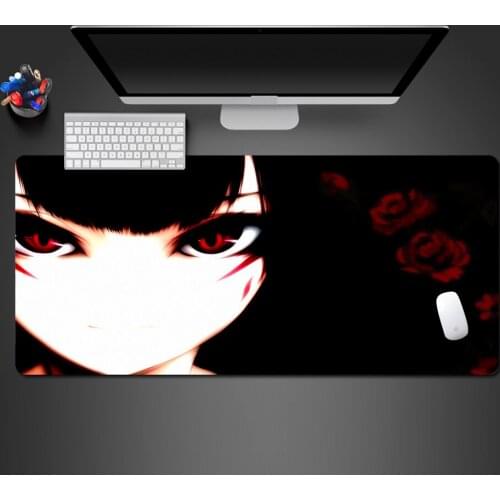Bloody Red Girl Anime Mousepad Super Cool Rubber Mouse Pad Locking Edge Large Mat Fast Laptop Gaming Mouse Pad To Gamer Gifts