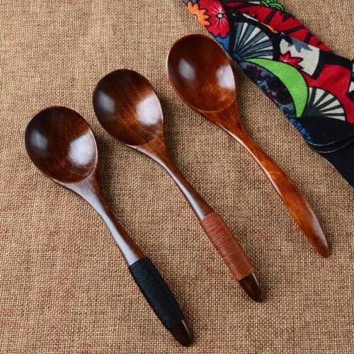 Creative Japanese Wooden Spoon Bamboo Kitchen Cooking Utensil Tool Soup Teaspoon Catering Tie Wire Coffee Honey Wooden Spoon