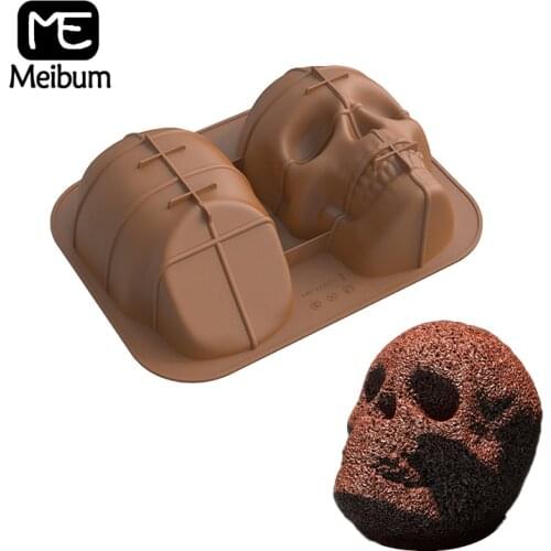 Meibum DIY Skull Mousse Dessert Pan Silicone Cake Molds Chocolate Moulds Halloween Party Decorating Kitchen Pastry Baking Tools