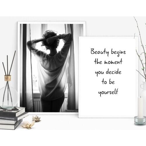 Modular Canvas HD Prints Fashion Girl Inspirational Letter Nordic Pictures Wall Art Painting Home Decoration Posters Framework