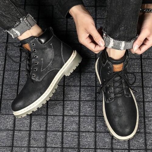 Men Shoes New High Top Martin Boots Mens Boots Fashion Leather Botas Chaussure Homme