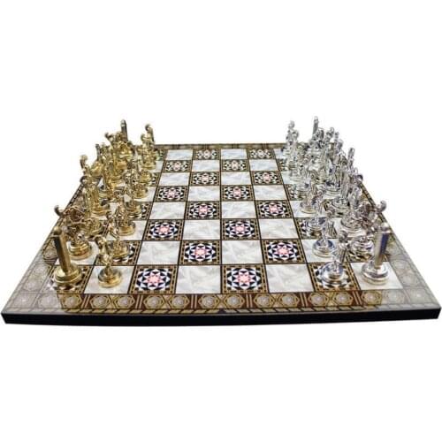 Metal antique Chess set And Pearl Board design chess games set brain teaser games intellect development for two game