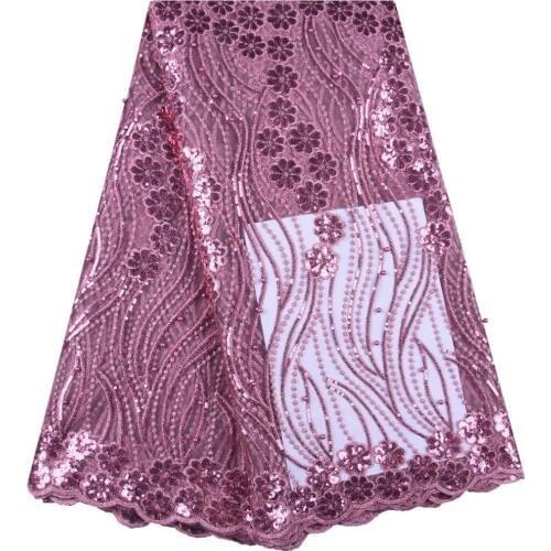 Latest Onion French Tulle Lace Fabric With Sequins 2019 High Quality African Lace Fabric For Wedding Nigerian Lace Fabrics S1633