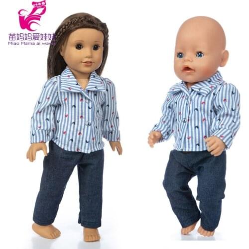 Baby Doll clothes stripe blouse 18 Inch american og girl Doll shirt trousers