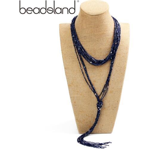 Beadsland Necklace Fashion Ethnic Glass Strand Double-deck Chains Women Girls Party Christmas Gift 39264
