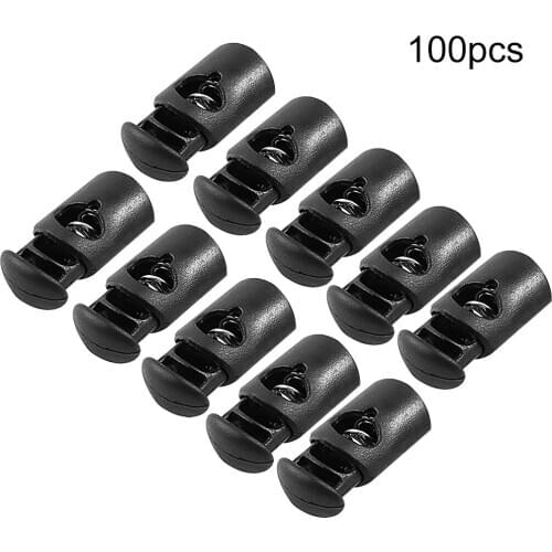Plastic Cord Spring Locks Stoppers Clothes Pants Rope Toggles End DIY Crafting Accessories 100pcs