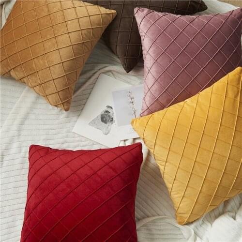 One piece of high-quality velvet home living room pillow soft solid color decorative striped cushion sofa bed chair mig cushion