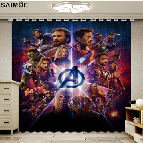 Popular Superhero Infinity War Curtains For Window Fashion Anime Pattern Bedroom Living Room Blackout Curtains Fabric Drapes