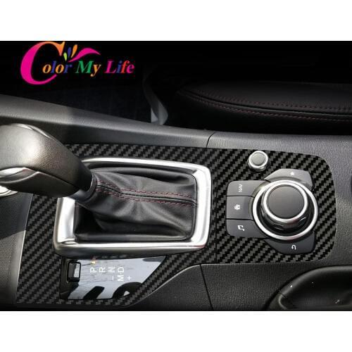 Carbon Fiber Car Interior Gear Head Shift Knob Panel Cover Trim Sticker Fit For Mazda 3 Axela 2014 2015 2016 2017 2018 2019