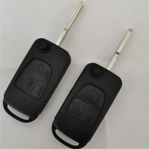 DAKATU For Mercedes Benz Flip Folding Remote Key Shell Case 3 Button HU39/HU64 Blade with logo