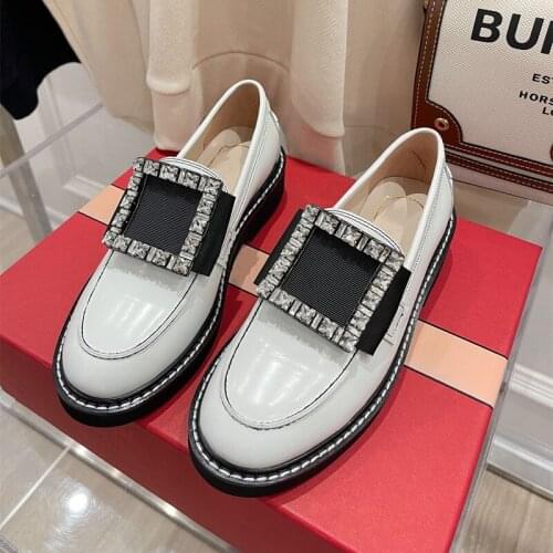 Square Metal Thick Bottom Pumps Shoes For Women Round Toe Designer Heels Shoes Luxury Brand Genuine Leather Female Shoes New