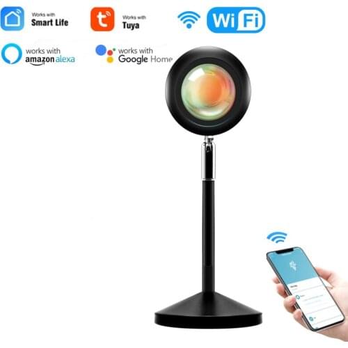 Tuya Smart WiFi Sunset Light Creative RGB Projection Light Background Projection Atmosphere Light Support Alexa, google home