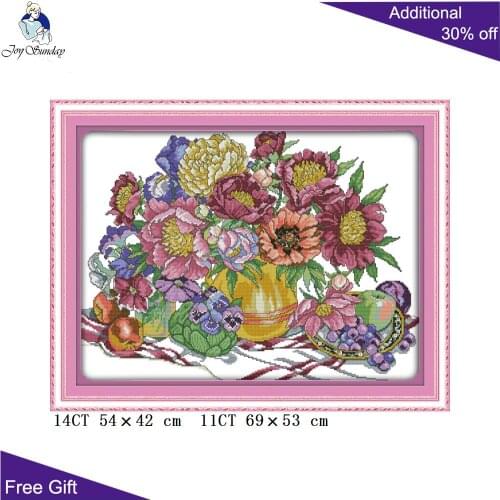 Your Gift Flowers And Fruit Home Decor J292(2) 14CT 11CT Counted and Stamped Flowers And Fruit Embroidery DIY Cross Stitch kits