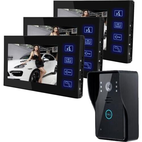 Video Door Phone 7 Inch Color LCD Video Intercom System Home Security kit Infrared Ninght Vision Camera with Unlock