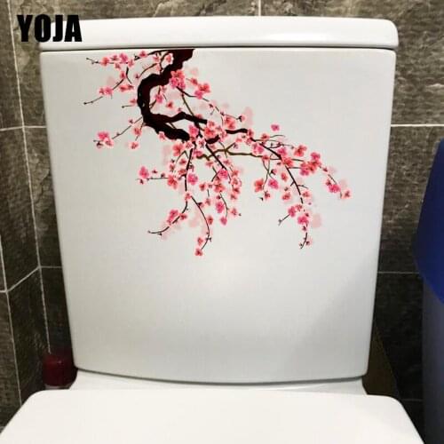 YOJA 19.2×24.5CM Classical Art Plum Blossom Branch Toilet Stickers Personality Home Wall Decoration T1-2946