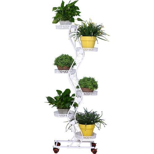 Iron Art Can Move Push Pull Belt Round Province Space Flower Rack Balcony A Living Room To Ground Green Luo Flowerpot Shelves