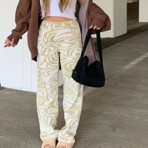 Zebra Pattern High Waist Women Jeans Aesthetic Clothes Streetwear Trousers Baggy Leg Pants Y2k Mom Boyfriend Style Denim Capris