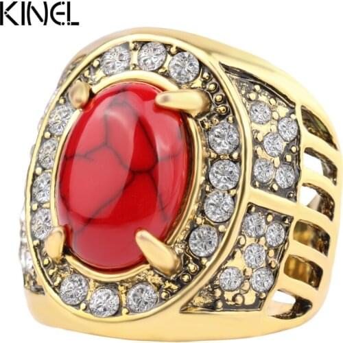 2017 Fashion Retro Ring Gold Color Crystal Big Rings For Women Punk Rock Letras Love Gift