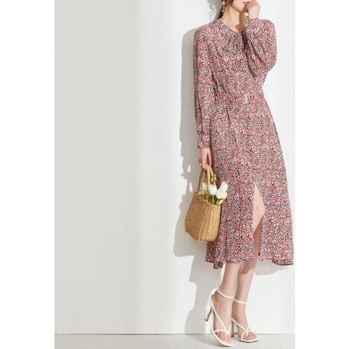 Red black abstract mulberry silk floral dress women big summer long work boho beach office sexy party luxury dresses plus size