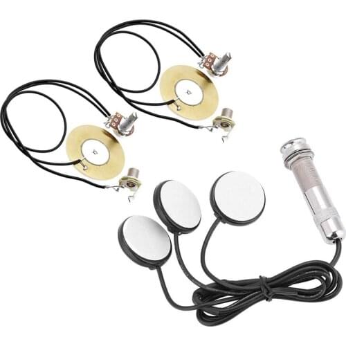 1 Set Guitar Pickup 3X Piezo Pickup Transducer & 2Pcs 50Mm Guitar Pickup Piezo Transducer Prewired Amplifier