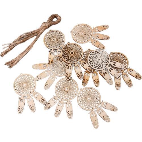 10Pcs Wooden Snowflake Lantern Wedding Party Xmas Home Hanging Decor Craft DIY