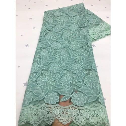 2021 Latest Green 3D Lace Fabric With Sequins High Quality French Mesh Lace Fabric African Lace Fabric for Party VXZ4987