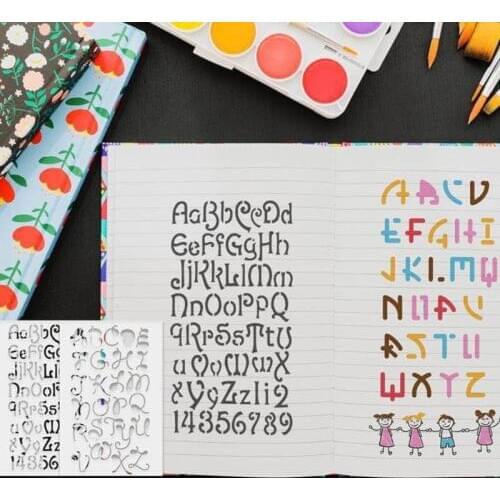 24pcs/set Alphabet Letters Drawing Template Stencil Painting Embossing Scrapbook