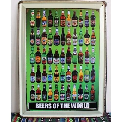 30pcs/lot Metal Sign shabby chic Beers of the world Vintage Metal signs wall decor House Office Bar Metal Painting art