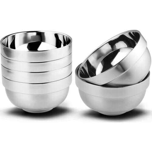304 Stainless Steel Bowl Double Anti-scald Insulation Bowl Tableware Childrens Anti-fall Rice Bowl Set 4