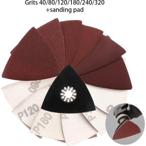 31pcs Grinding Triangle Oscillating Sandpaper Sanding Discs Hook Loop 80/ 120/ 180/ 240/ 320/40 Grit For Multimaster
