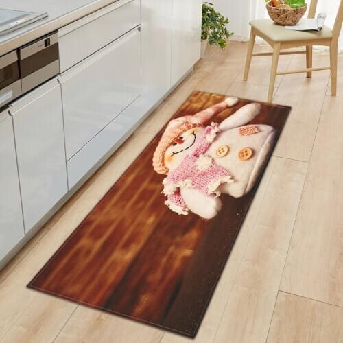 3D Printed Christmas Carpet Entrance Doormat Absorbent Kitchen Rugs Soft Bedroom Living Room Bathroom Anti-Slip Floor Mats