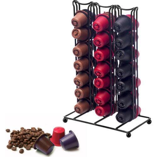 42Cups For Nespresso Coffee Pods Rotating Rack Coffee Capsule Stand bracket Capsules Storage Shelve Organization Holder
