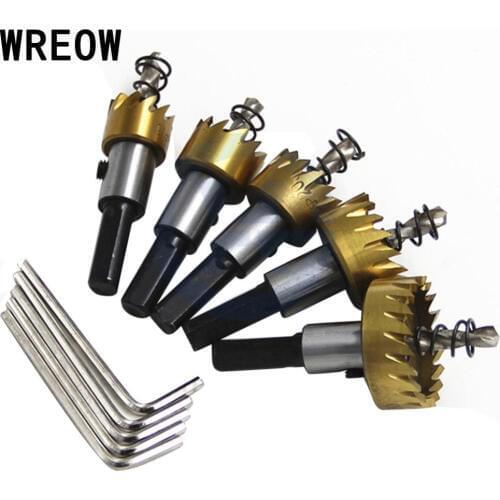 5pc/set HSS Titanium Twist Drill Bit Drilling Hole Saw Cutting Kit Holesaw Cutter Tool for Aluminum Iron Stainless Steel Plate
