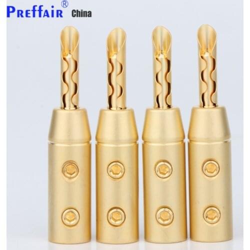 Preffair BA1419 8PCS Gold Plated Z type Banana plug HIFI Speaker Banana Plug Male Connector