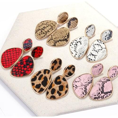 AENSOA Punk Vintage Snake Skin Dangle Drop Earrings For Women Statement Geometric Earrings Party Fashion Jewelry Wholesale