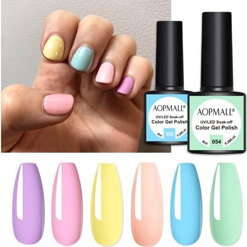 AOPMALL® 6 Pcs Hybrid UV / LED Lamp Nail Art Gel Polish Kit Semi Permanent Gel Varnish Soak Off Nail Lacquers Base Top Coat