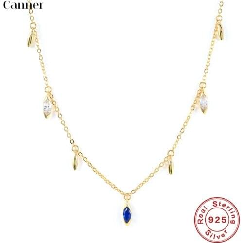 Canner 925 Sterling Silver Clavicle Choker Necklace Water Drop Shape Necklaces For Women Party Gift Fine Jewelry collares W5