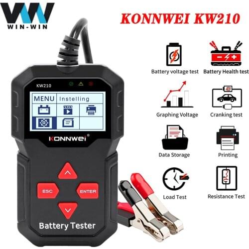 KONNWEI KW210 Automatic Smart 12V Car Battery Tester Auto OBD2 Battery Analyzer 100 to 2000CCA Cranking Car Battery Tester