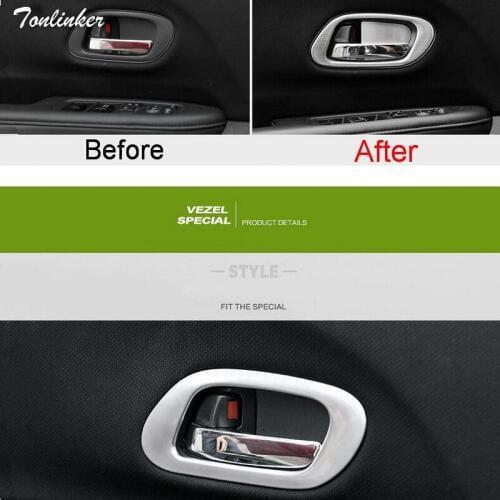 Tonlinker 4 PCS DIY Car Styling NEW ABS Chrome The Door Handle Decorative Light Cover Case Stickers for HONDA VEZEL HRV 2015-17