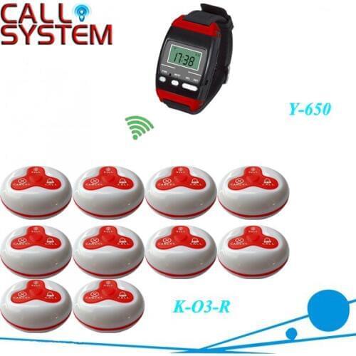 Wireless Table Waiter Service Calling Call Paging System w 10pcs 3-press Table Button and 1 Wrust Watch, by DHL/EMS