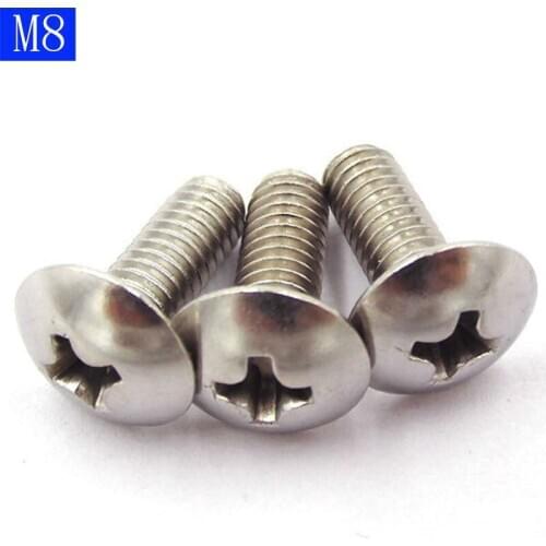 M8 - 1.25 ( 8mm ) 304 Stainless Steel Phillips Pan Cross Drive Truss Head Machine Screws A2 bolts
