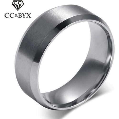 CC Smooth Rings For Men Unique Jewelry 8mm Titanium Steel Black & Gold & Rose Gold & Silver Color Ring Party Accessories CC924b