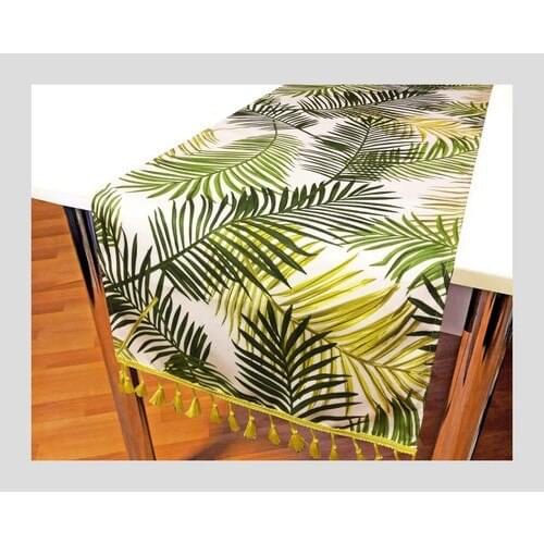 Dekorinyo Retro Palm Leaves Pattern Decorative Runner
