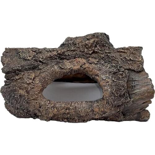 Aquarium Decoration Cave, Resin - Hollow Tree Trunk Log Aquarium Ornament Fish Tank Wood Hideout for Betta