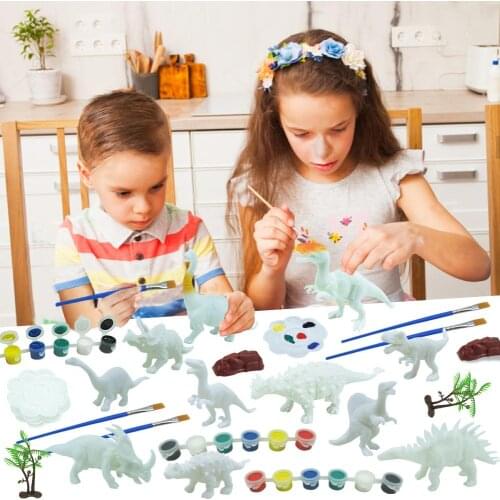 Decorate Your Dinosaur Toy Figurines Kit Dinosaur Drawing Painting Kit Gift For Children Early Learning Education Puzzle Toys