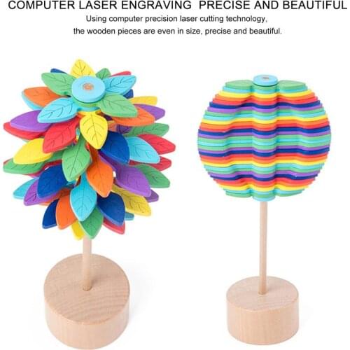Wooden Spinning Top Toys Spiral Desktop Ornaments Decompression Roller Childrens Sucker Toys Spiral Lollipop Stress Relief Toy