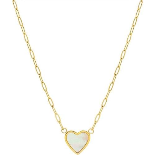 European & American Fashion Mother of Pearl Necklaces Love Heart Necklace for Women Lover Friend Titanium Steel Vintage Necklace